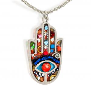 Large Elegant Hamsa Necklace - Stainless Steel