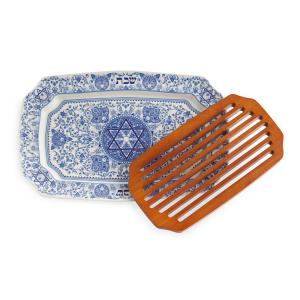 Spode Challah Plate - Wood and Ceramic