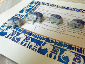 Elephants, Small Paper-Cut Ketubah