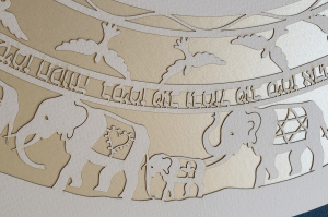 Elephants, Round Paper-Cut Ketubah