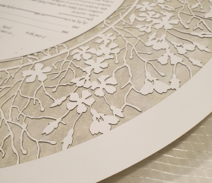 Blossom Dodi Round Paper-Cut Ketubah
