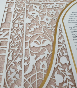 Hamsa Ketubah, Papercut and Gold