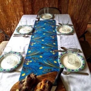 Sukkot Turquoise Table Runner