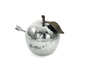 Apple Honey Pot with Spoon - Metal Plated