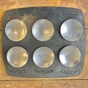 Flamed Seder Plate - Steel and Copper