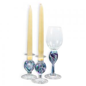 BLOWN CRUSHED WEDDING GLASS SHABBAT SET