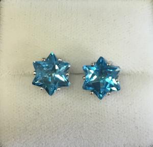 Blue Topaz Earrings - 14kt White Gold