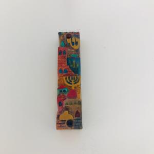 Handcrafted Jerusalem Mezuzah with color