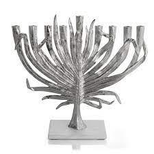 Palm Small Menorah Nickleplate