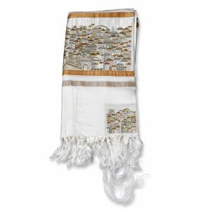 Gold Embroidered Talit Jerusalem