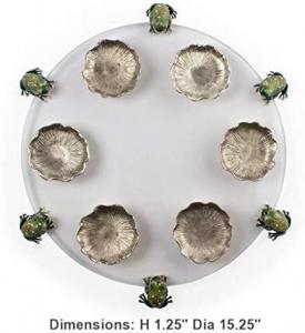 Tzefardeia-Frog Pewter and Glass Seder Plate