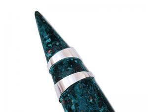Green Orb Mezuzah - Copper and Sterling Silver