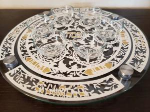 Paper cut and Glass Seder Plate