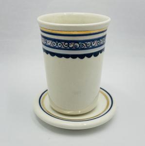 Swirl Ceramic Kiddush Cup With Plate