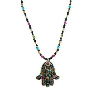 Large Dark Multicolored Hamsa - Metal