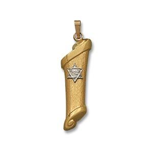Mezuzah with White Gold Star - Gold