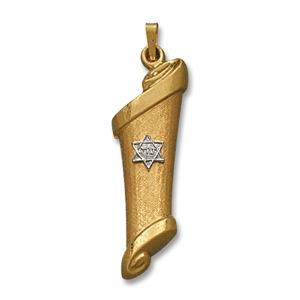 Mezuzah with White Gold Star - Gold