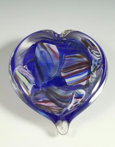 BLOWN CRUSHED WEDDING GLASS HEART KEEPSAKE