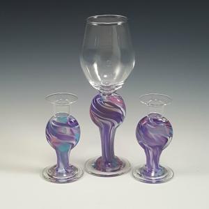 BLOWN CRUSHED WEDDING GLASS SHABBAT SET