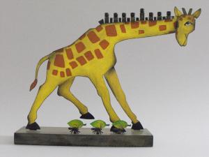  Giraffe Hanukkah Menorah - Metal and Wood