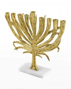 Palm Small Menorah Gold