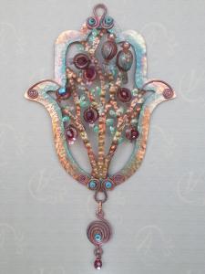 Pomegranate Hamsa by Ahuva Elany - Copper