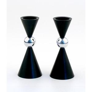 Mini Ball Candle Holders Black Aluminum