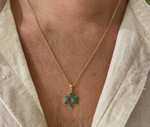 Star of David Eilat Stone Pendant on Model