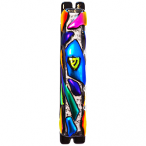 Multi Color Black Glass Mezuzah