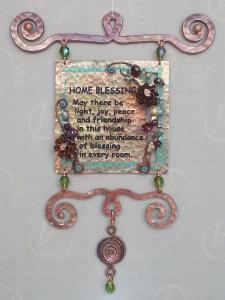 Home Blessing Wall Tile by Ahuva Elany - Copper