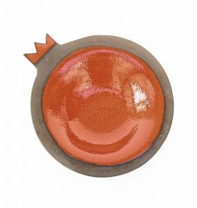 Red Stoneware Clay Pomegranate Dish