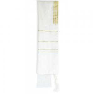 White And Gold Stripe Shvotim Talis