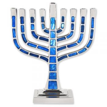 Blue Jeweled Mosaic Kenesset Menorah