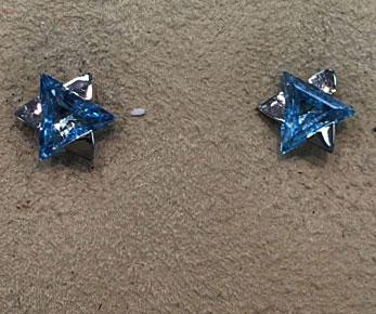 Blue and Silver Star of David Earrings - 14kt White Gold