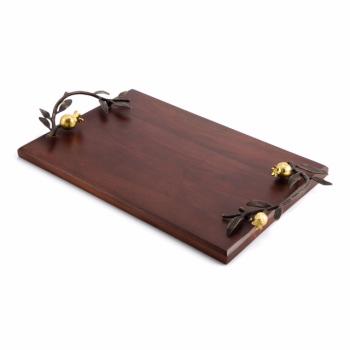 Wooden Golden Pomegranate Tray