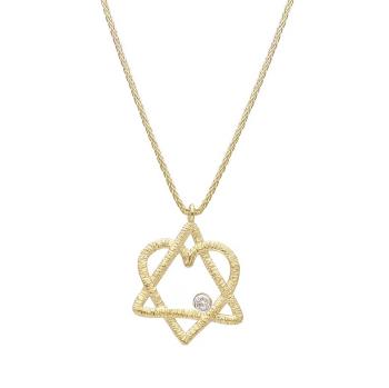 Israel Museum x Shalom House 14kt Gold Heart Hugging Star with Diamond Pendant 