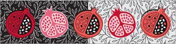 Black and White Table Runner with Pomegranates