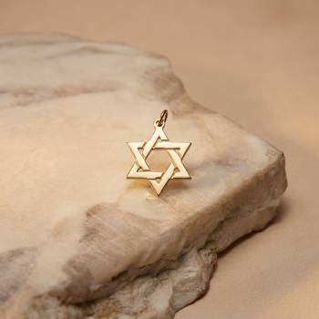  14K Yellow Gold Solid Star of David Pendant 