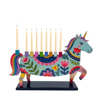 Colorful Unicorn Menorah