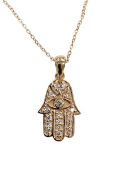 Diamond Hamsa Necklace - Gold