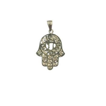 14kt Hamsa with Chai