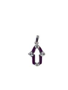 Purple Hamsa Necklace - Sterling Silver