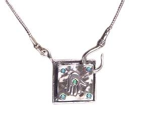 Hamsa Square Necklace - Sterling Silver