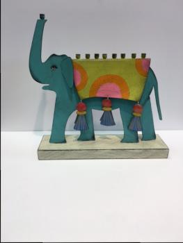 Elephant Menorah - Metal and Wood