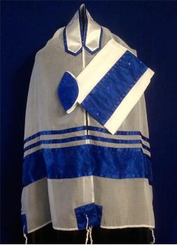 Royal Blue Chiffon Tallit Set