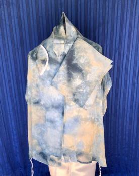 ADE747-Blue Tie Dye Chiffon Talit