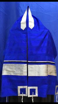 Electric Blue Raw Silk Tallit ADEB 806