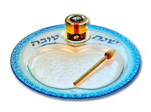 Shana Tovah Apple and Honey Dish - Glass