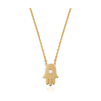14k Gold Hamsa with Diamond Necklace