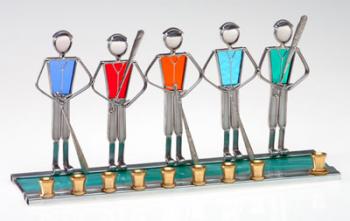 Stained Glass Baseball Hanukkah Menorah